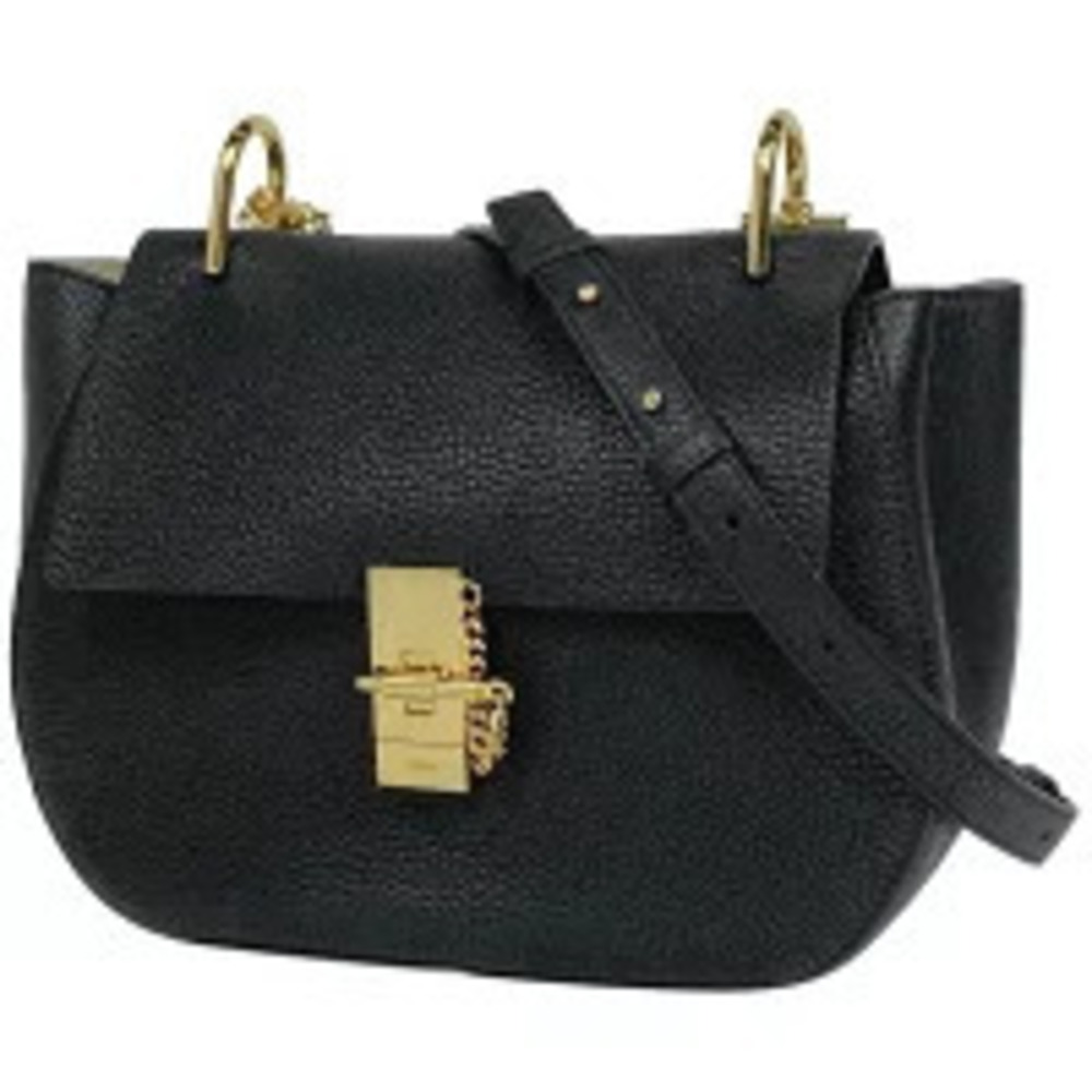 Chloe Drew Chain Shoulder Bag Leather Black
